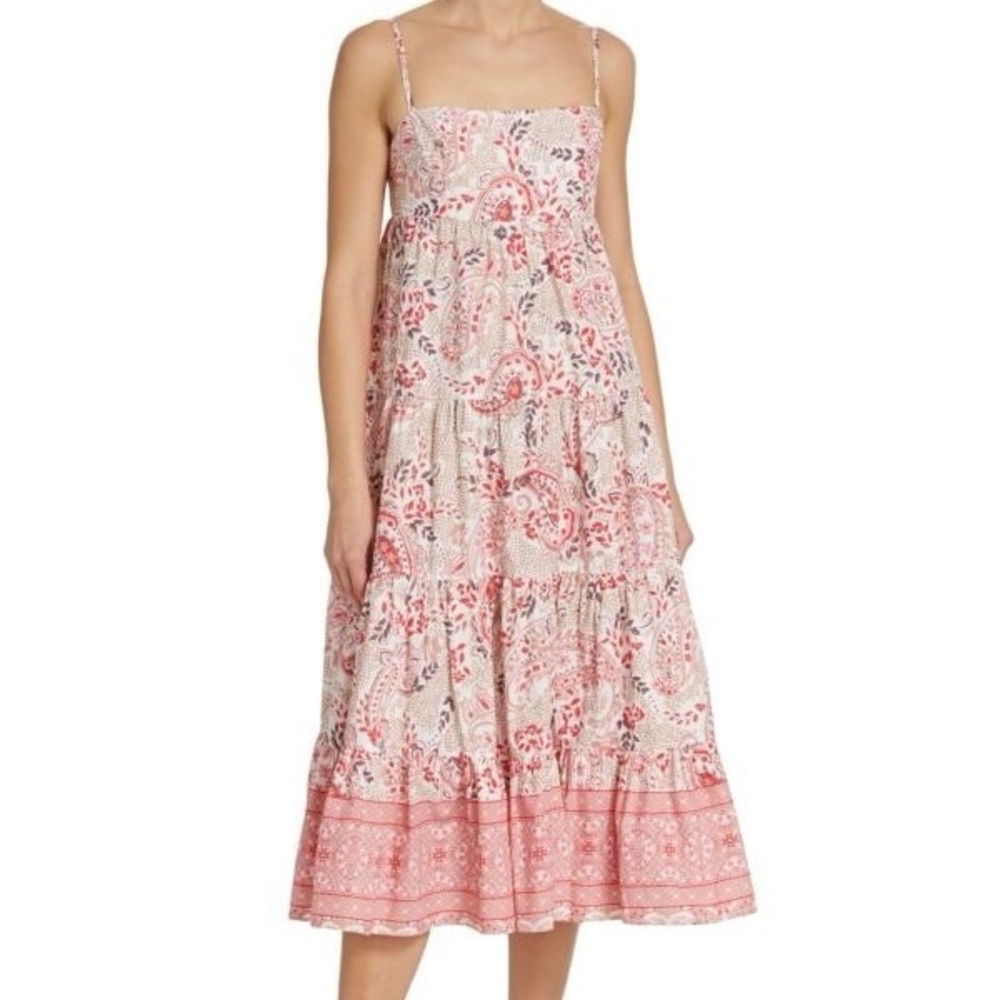 Cara Cara Haley Paisley Cotton Midi Dress Size Small